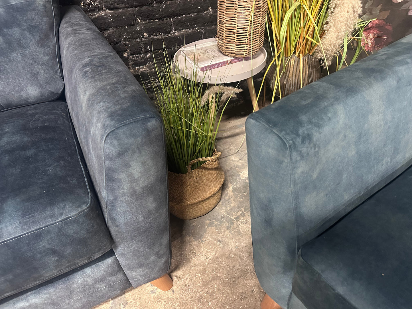 DFS New Motion 2 Seat Sofa and Cuddler Set in Navy Blue