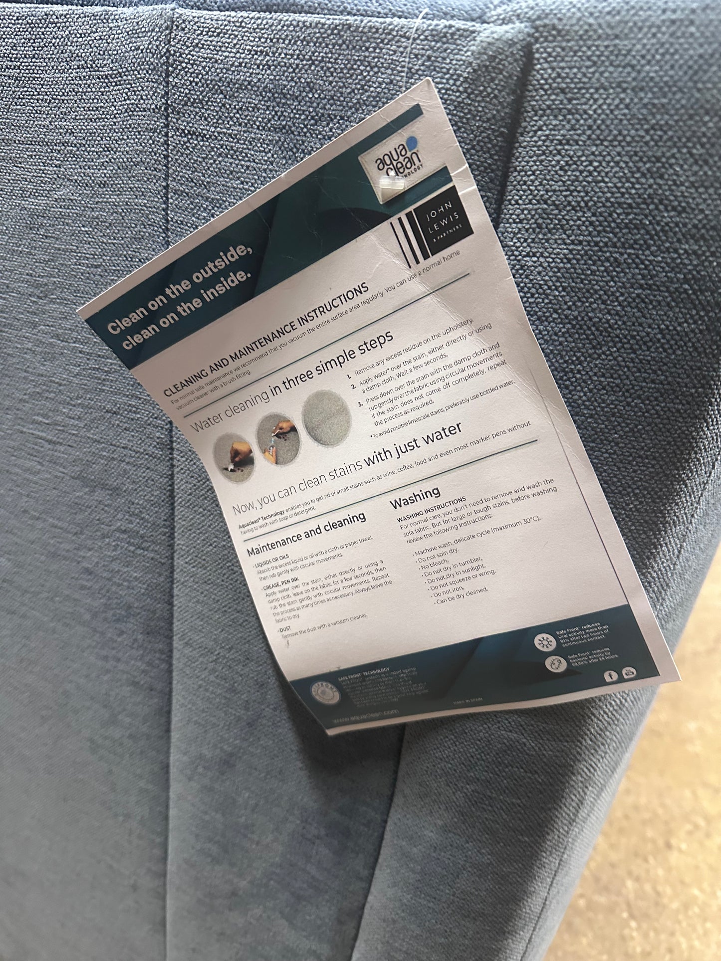 New John Lewis Sofa Bed - Blue Aqua Velvet