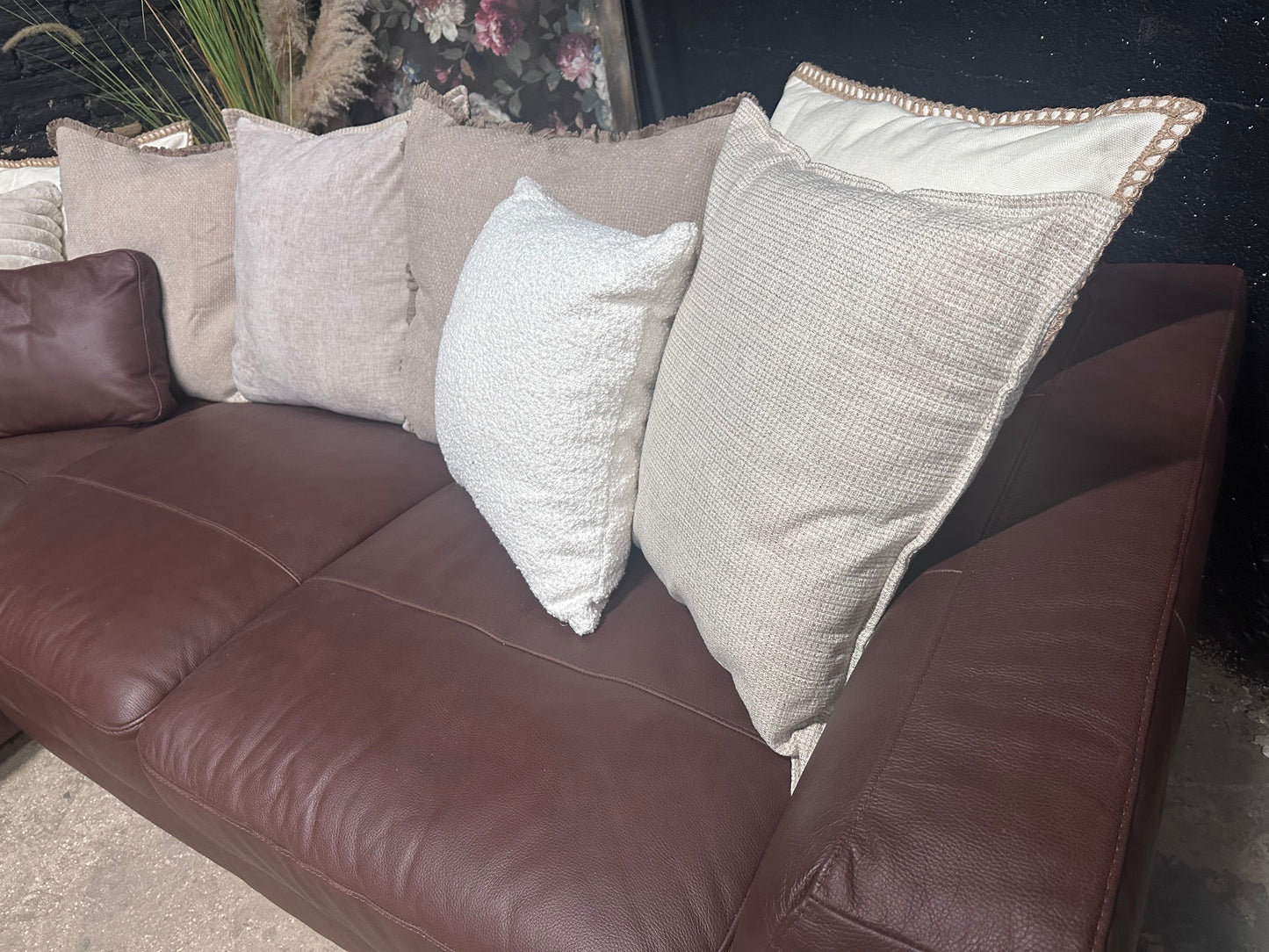 Italian brown 100% leather LHF SCATTER back Sofa