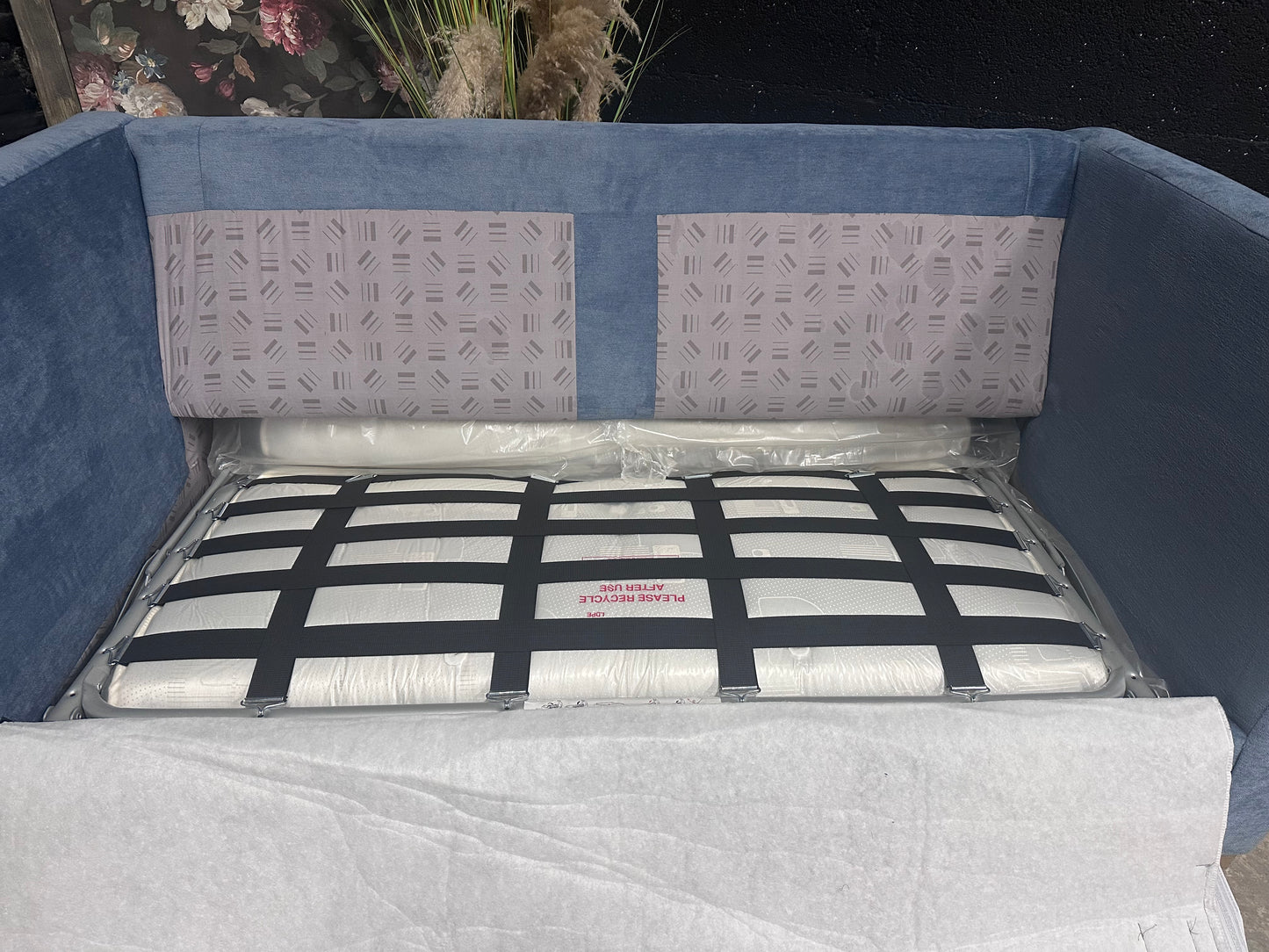 New John Lewis Sofa Bed - Blue Aqua Velvet