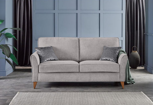 Jasmine 3 Seater Sofa in Campo Silver Fabric | Oak Furnitureland