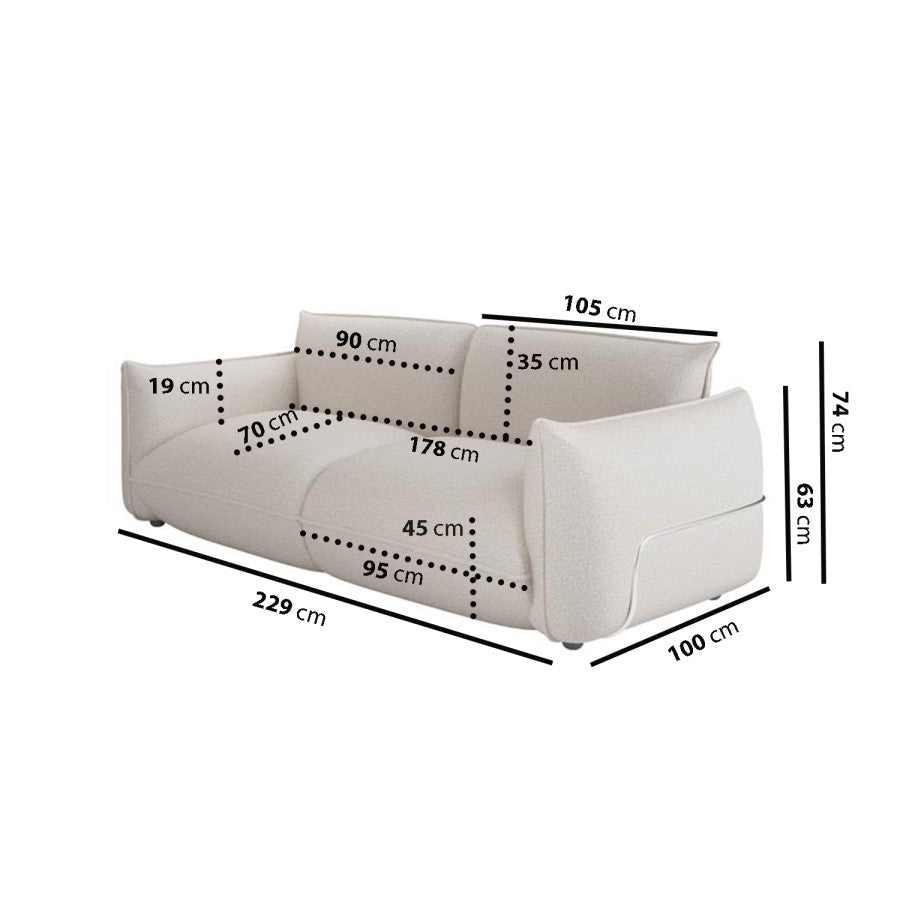 Furniture Split 4 Seater Moderna Sofa in Stone
