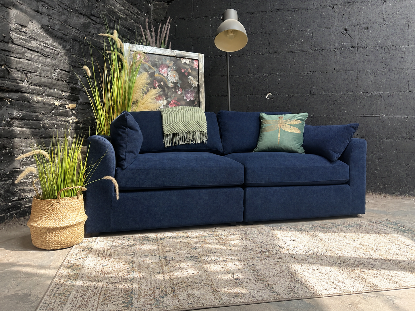 Dusk Miami Split 2 Seater Sofa - Dark Blue
