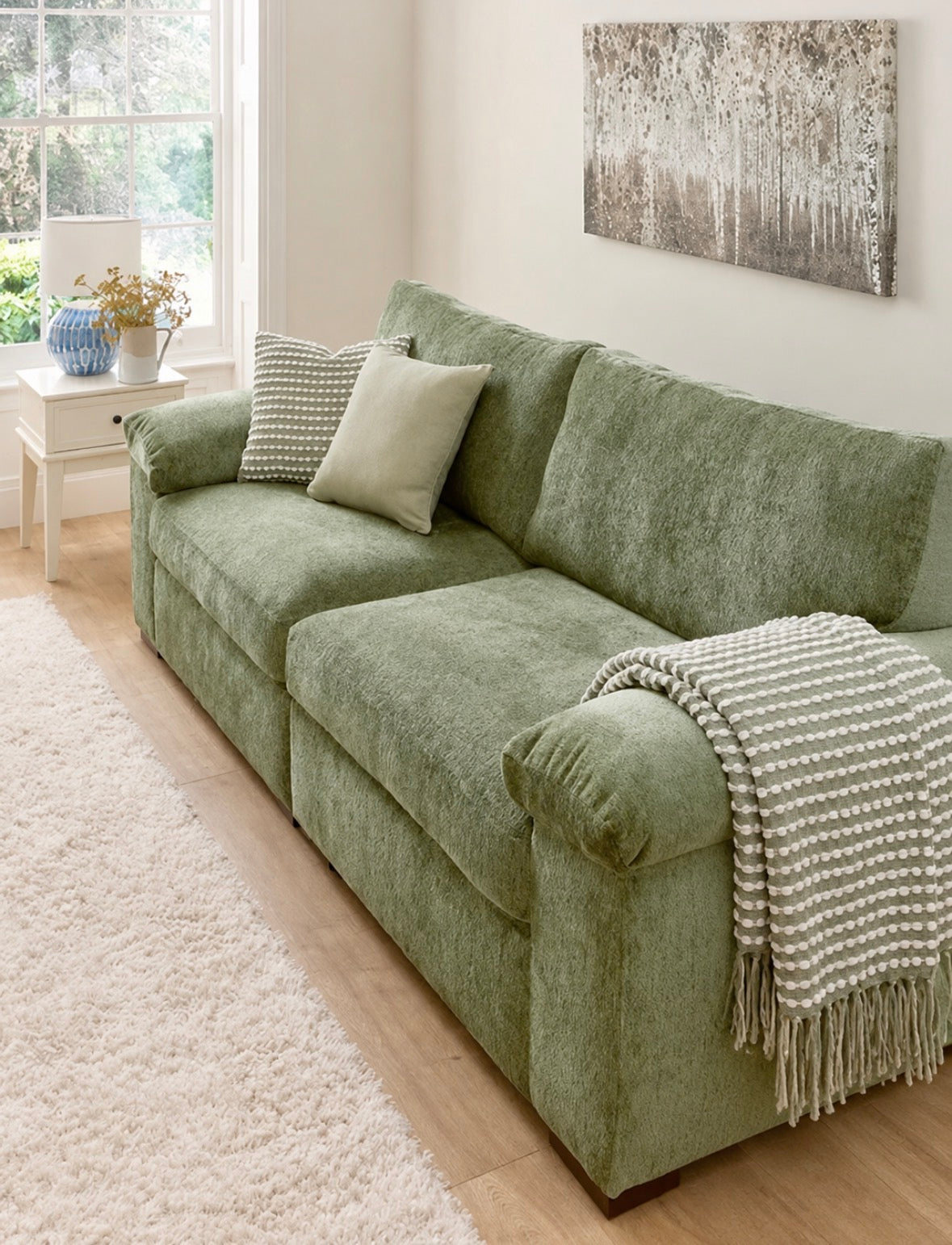 Very Split four seater in Olive Green Chenille