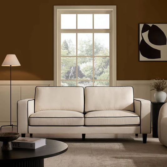 Soho 3 Seater Cream Linen and Black