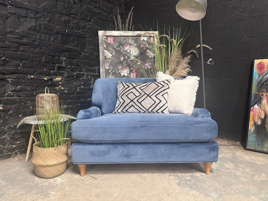 Powder Blue Love Seat in Velvet | Dusk