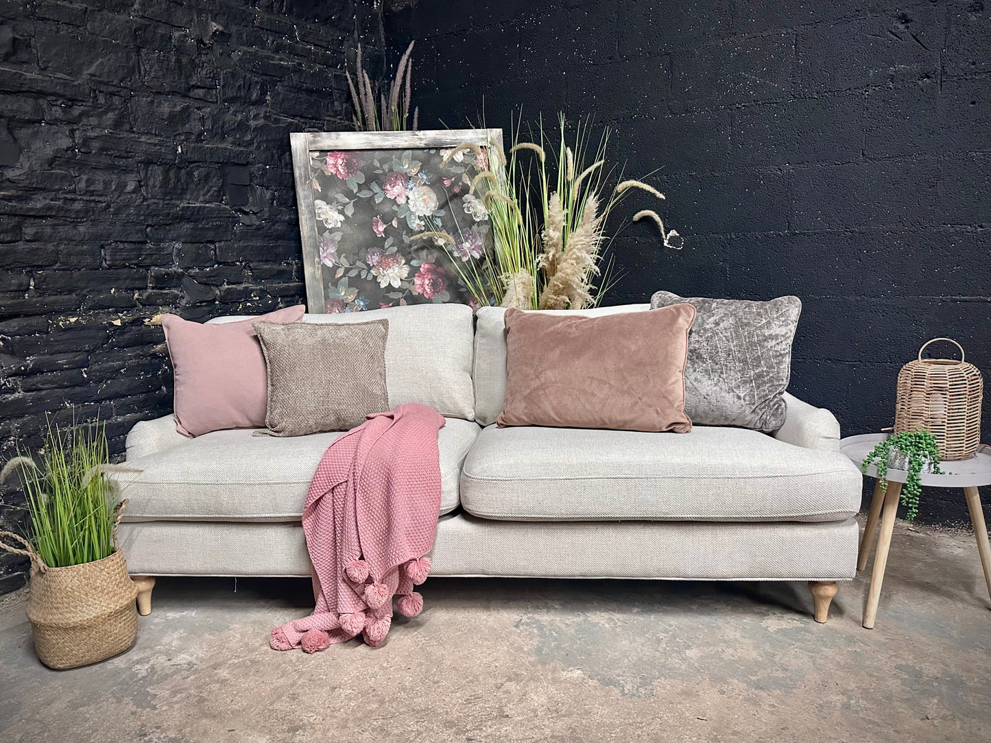 Beige Dusk 3/4 and 2 Seater Sofa Set