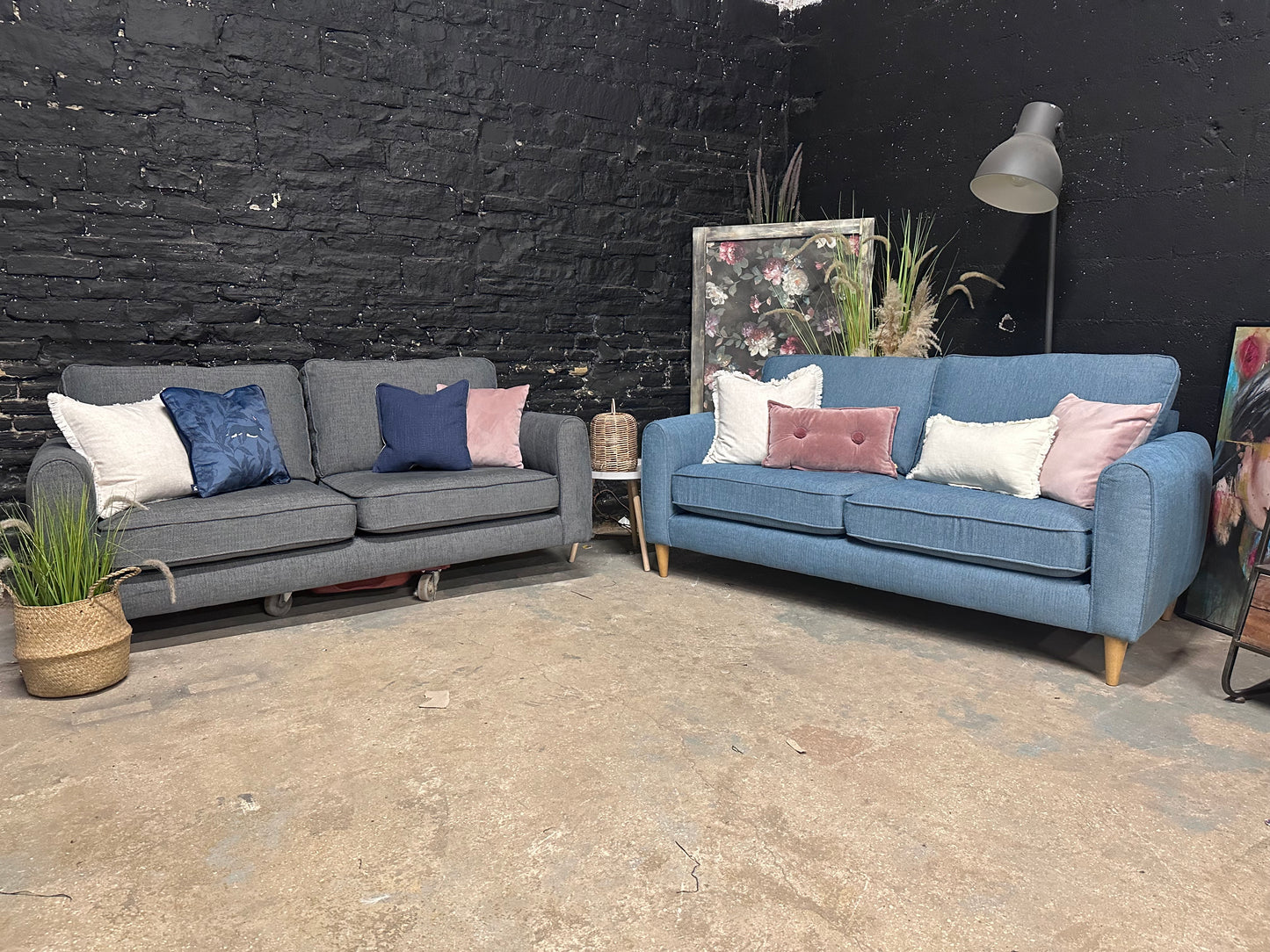 Oak furniture Land Thornley 3 Seater Sofa | Blue