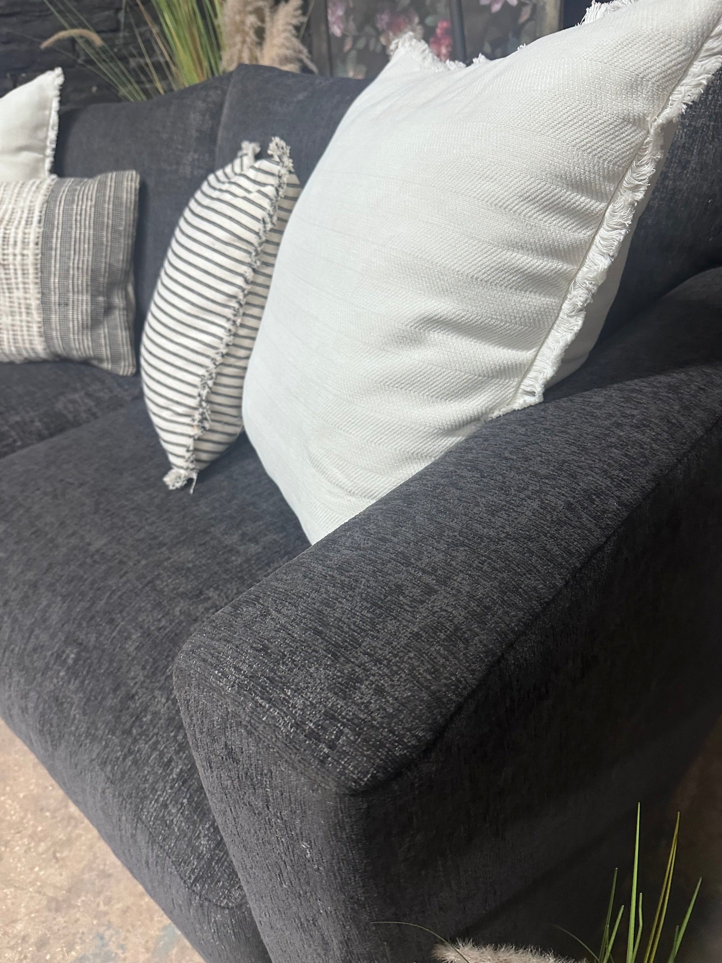 Oak Furnitureland Black/Charcoal Malvern Modular Sofa