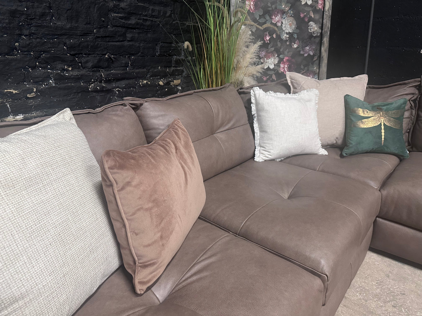 Alexander and James Leather Corner Sofa in Soft Truffle