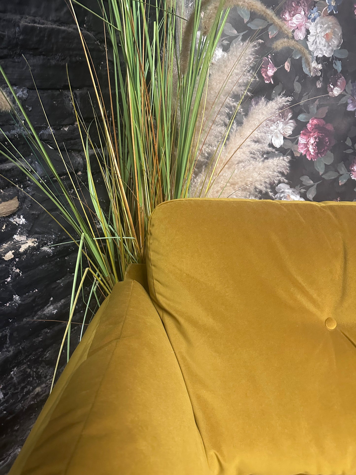 M&S Yellow Velvet 2.5 Seater Sofa