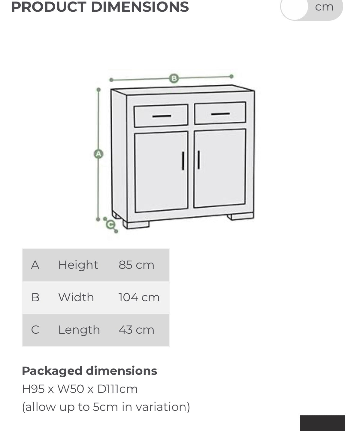 Oak Furniture land Brompton Small Sideboard
