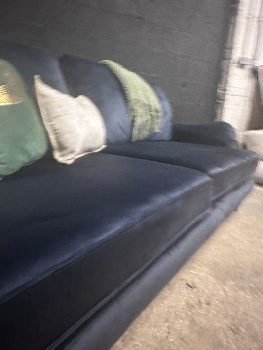 M&S 3/4 Navy Blue Velvet Sofa | Ex Display
