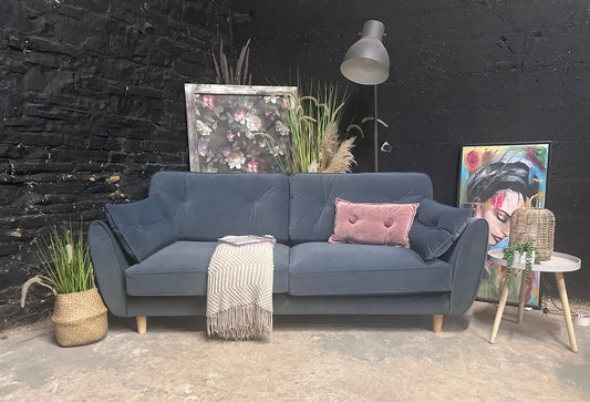 Very Steel Velvet 3 Seater Sofa