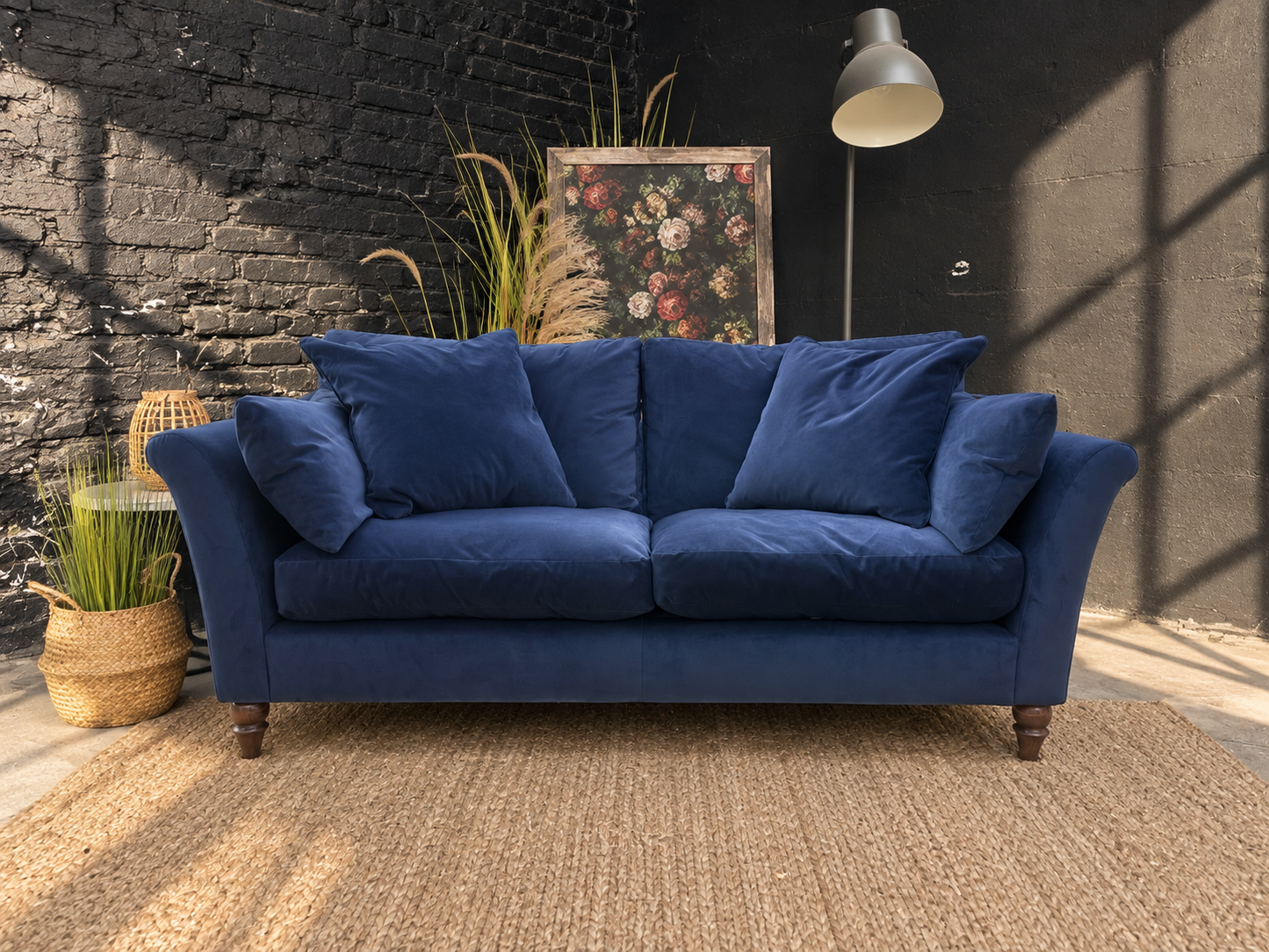 M&S 3 Seat Sofa Navy Blue Velvet Sofa | Ex Display (Copy)