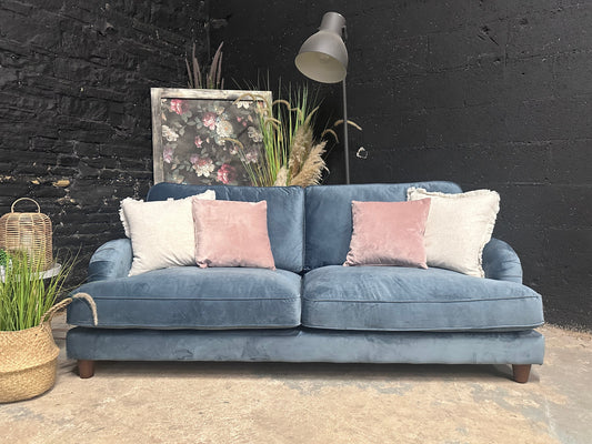 Very 3 Seater Petrol Blue Velvet Sofa