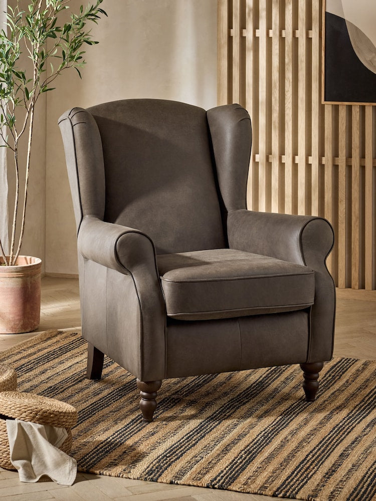 NEXT Sherlock Armchair in Antique Leather Dark Brown