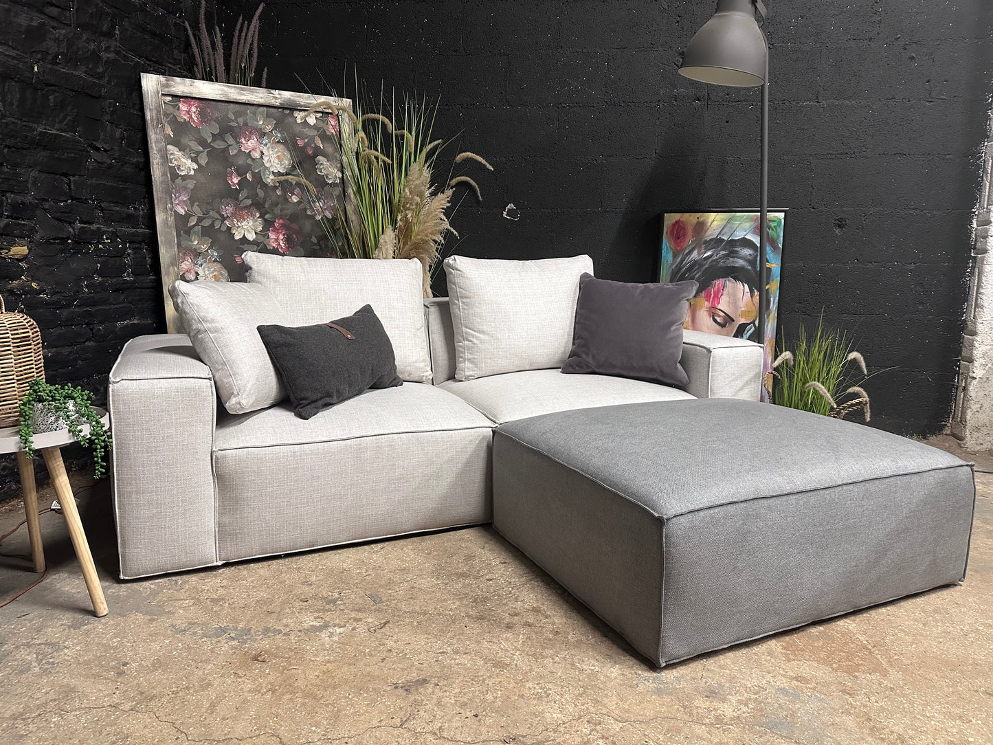 Modular 3 Seater Sofa in Pebble Grey - New