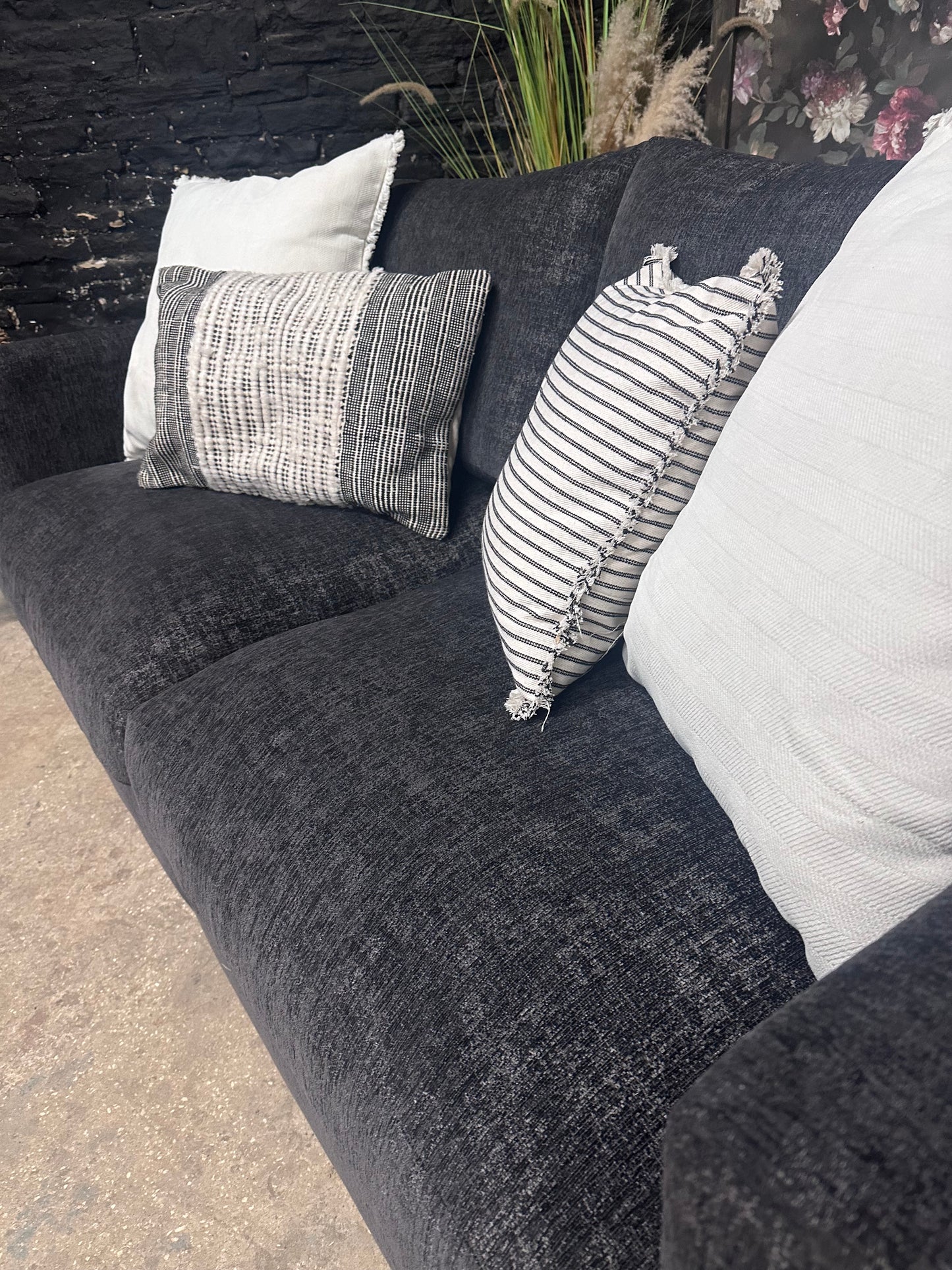 Oak Furnitureland Black/Charcoal Malvern Modular Sofa