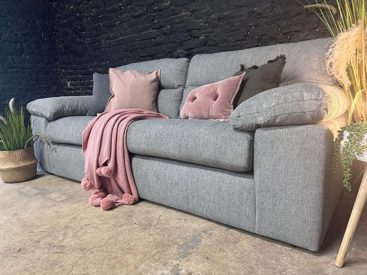 NEW Morgan Santos Steel grey 3 Seater Split modular Sofa | Oak Furniture Land