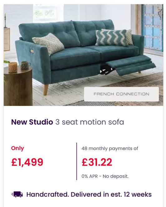 DFS French Connection Power Recliner - Navy Blue