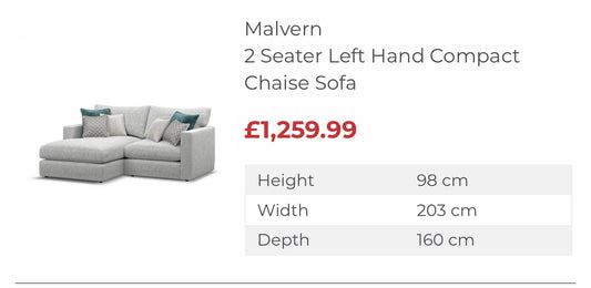 Malvern 3 Seater Left Hand Chaise Sofa