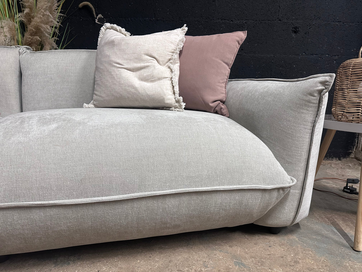 Furniture Split 4 Seater Moderna Sofa in Stone