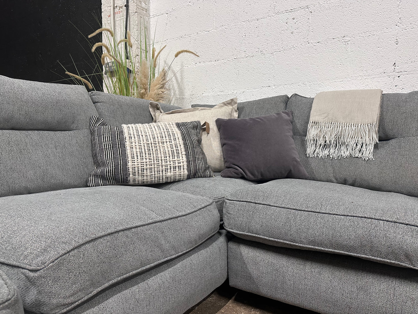 Dfs Left Hand Corner Sofa & Footstool | Grey