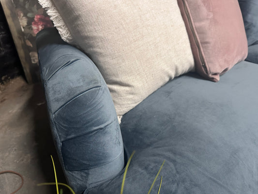 Very 3 Seater Petrol Blue Velvet Sofa