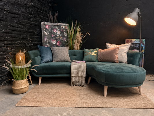 DFS Appleton Right Hand Chaise Sofa - Forest Green