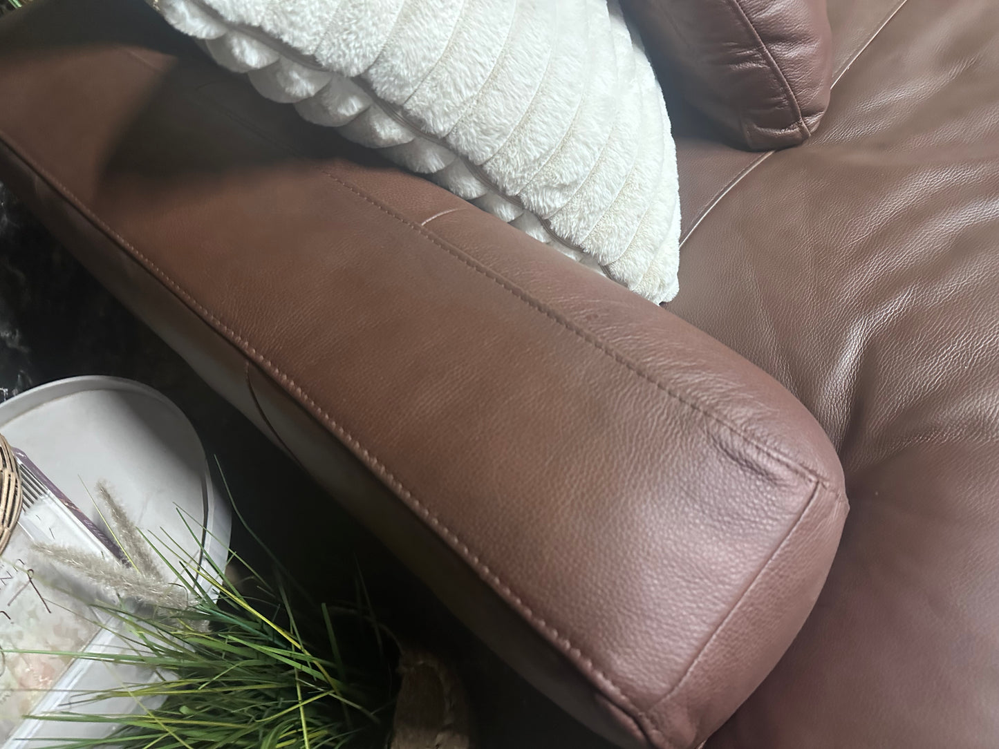 Italian brown 100% leather LHF SCATTER back Sofa