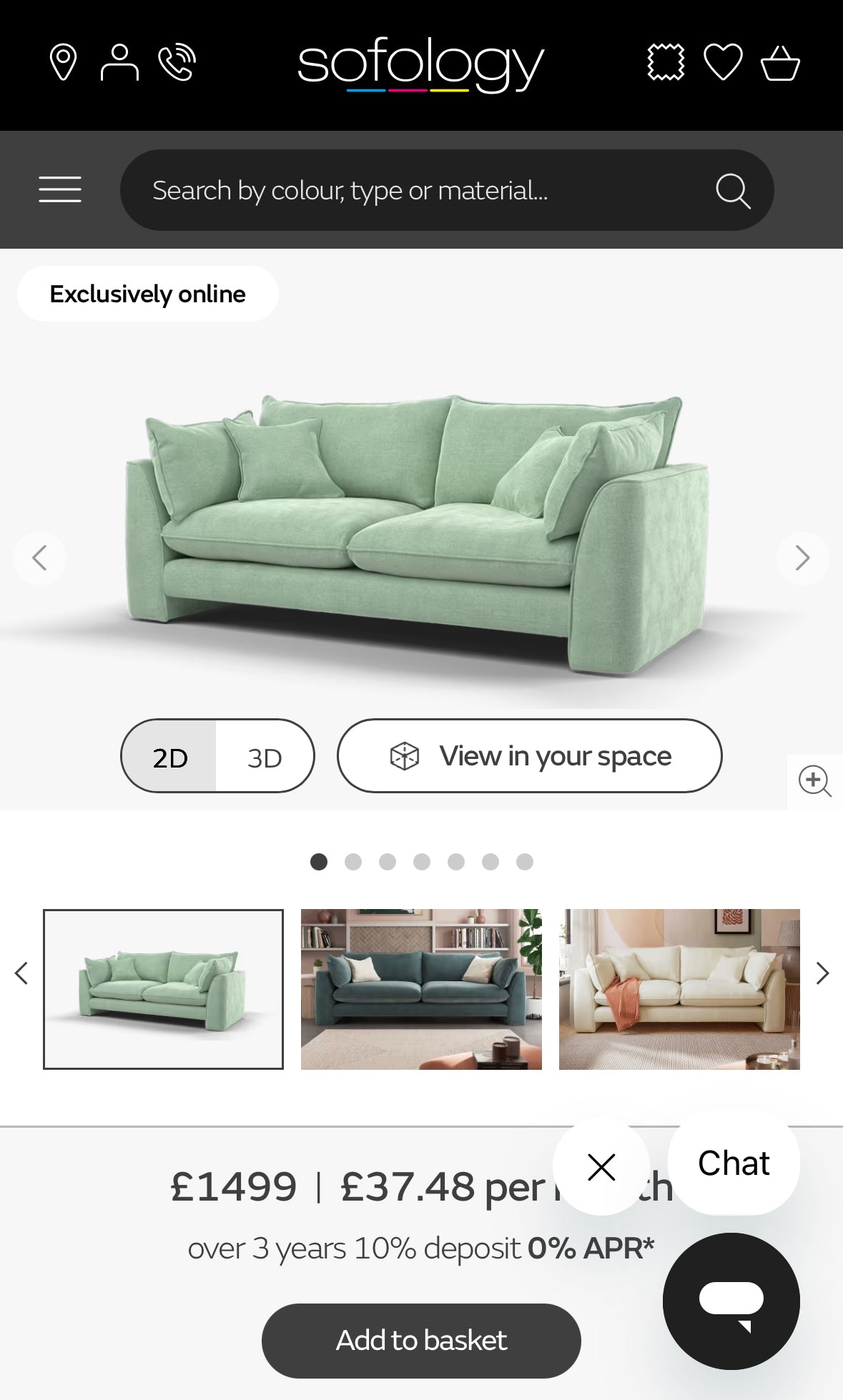 Sofology 3/4 Seater in Eucalyptus