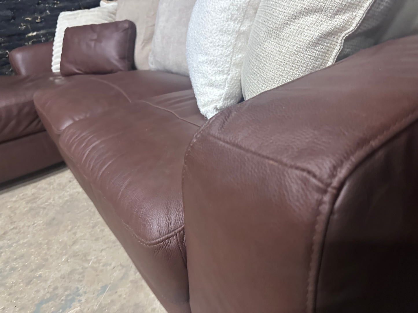 Italian brown 100% leather LHF SCATTER back Sofa