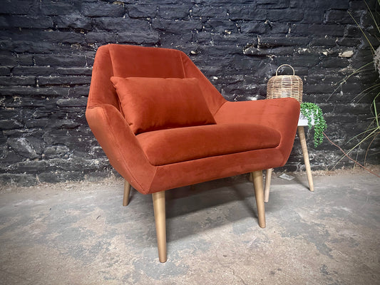 Designer Velvet OCCASIONAL CHAIR, Orange