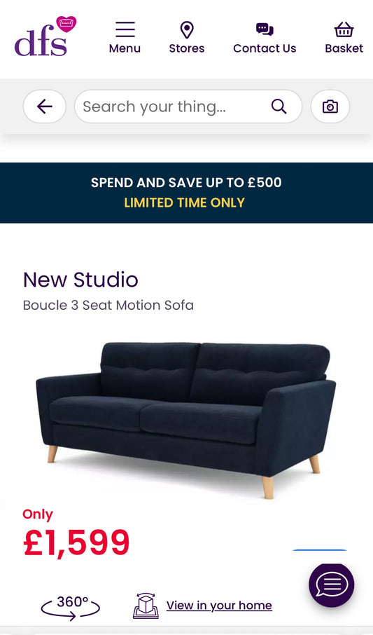 DFS French Connection Power Recliner - Navy Blue