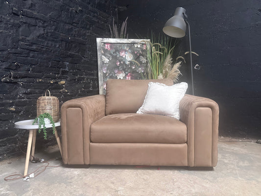 Sofology The Firenze Loveseat Chair in Lifestyle Nubuck Feel Fabric Camel