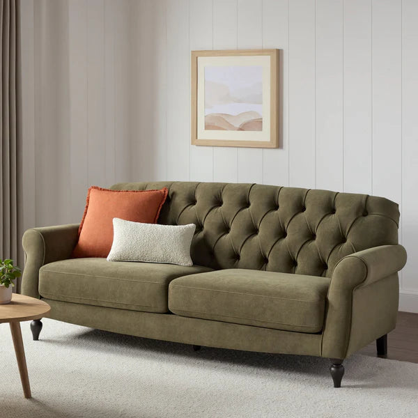 Dusk Hebden 3 Seater Sofa - Matt Green Velvet