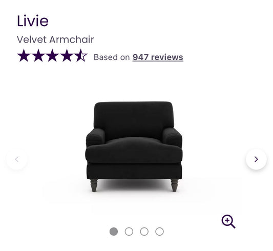 DFS Livie Armchair in Black Abbey Velvet