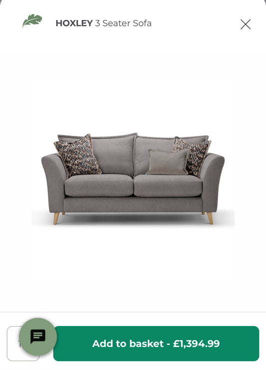 Oak Furniture Land Hoxley 3 Seater Sofa & Armchair Set