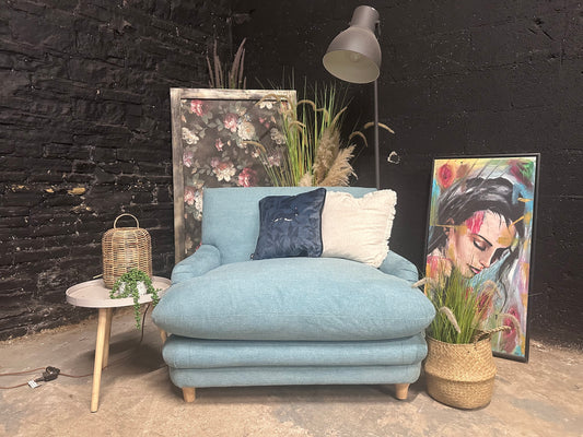 Pale Blue Sprung Back Love Seat