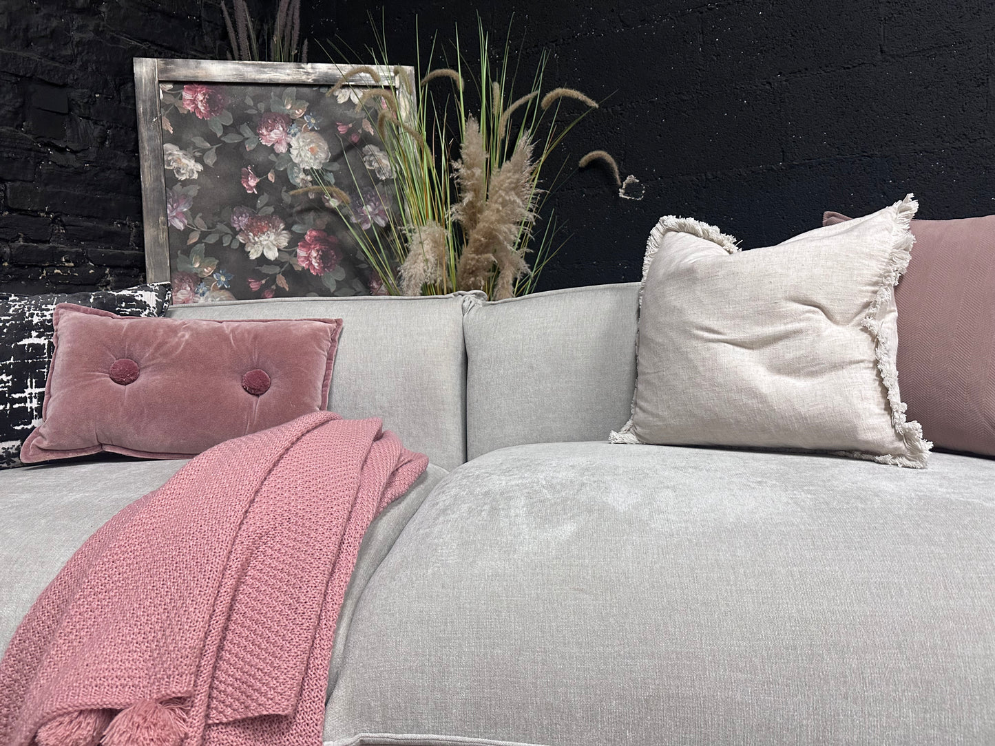 Furniture Split 4 Seater Moderna Sofa in Stone