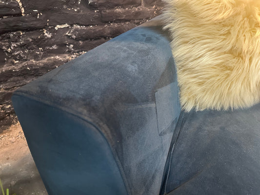 DFS Midnight Blue Velvet Corner Chaise Sofa