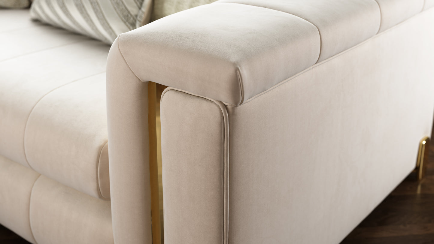 The Oscar 3 x 3 Corne Sofa in The Oscar Super Matt Velvet Ecru Mix