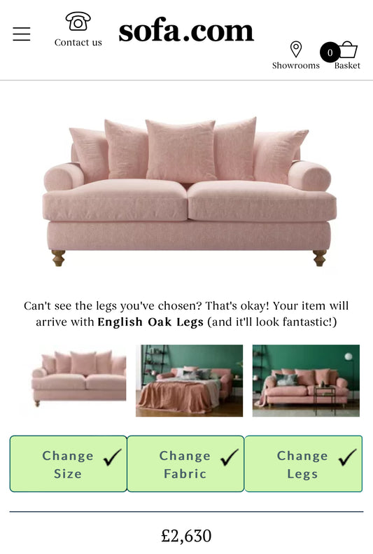 Sofa.com 2.5 Seater Sofa Bed - Pink | NEW