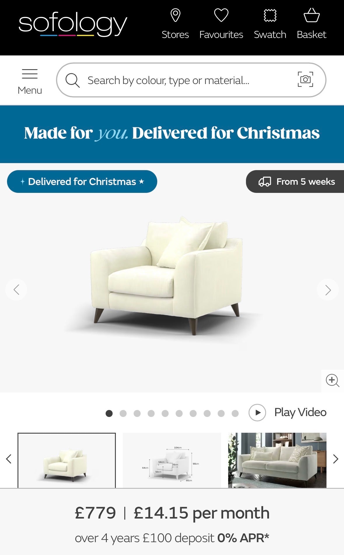 Sofology Mayfair 3 seater sofa and contrast Mayfair armchair