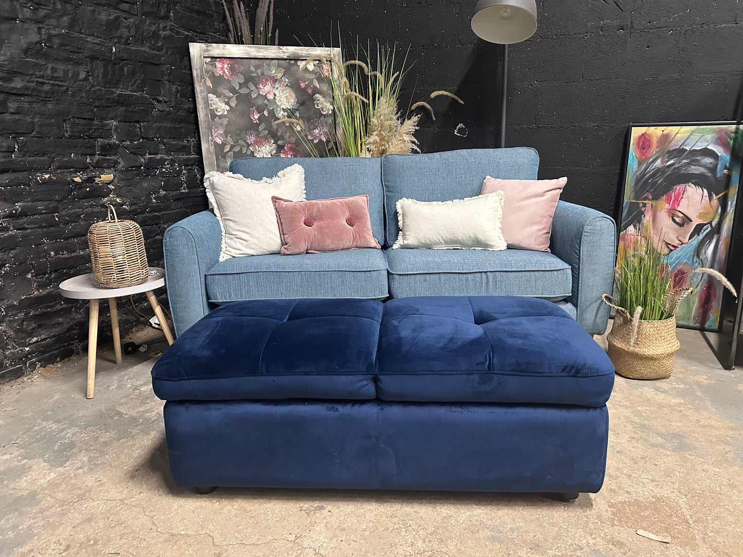 Oak furniture Land Thornley 3 Seater Sofa | Blue