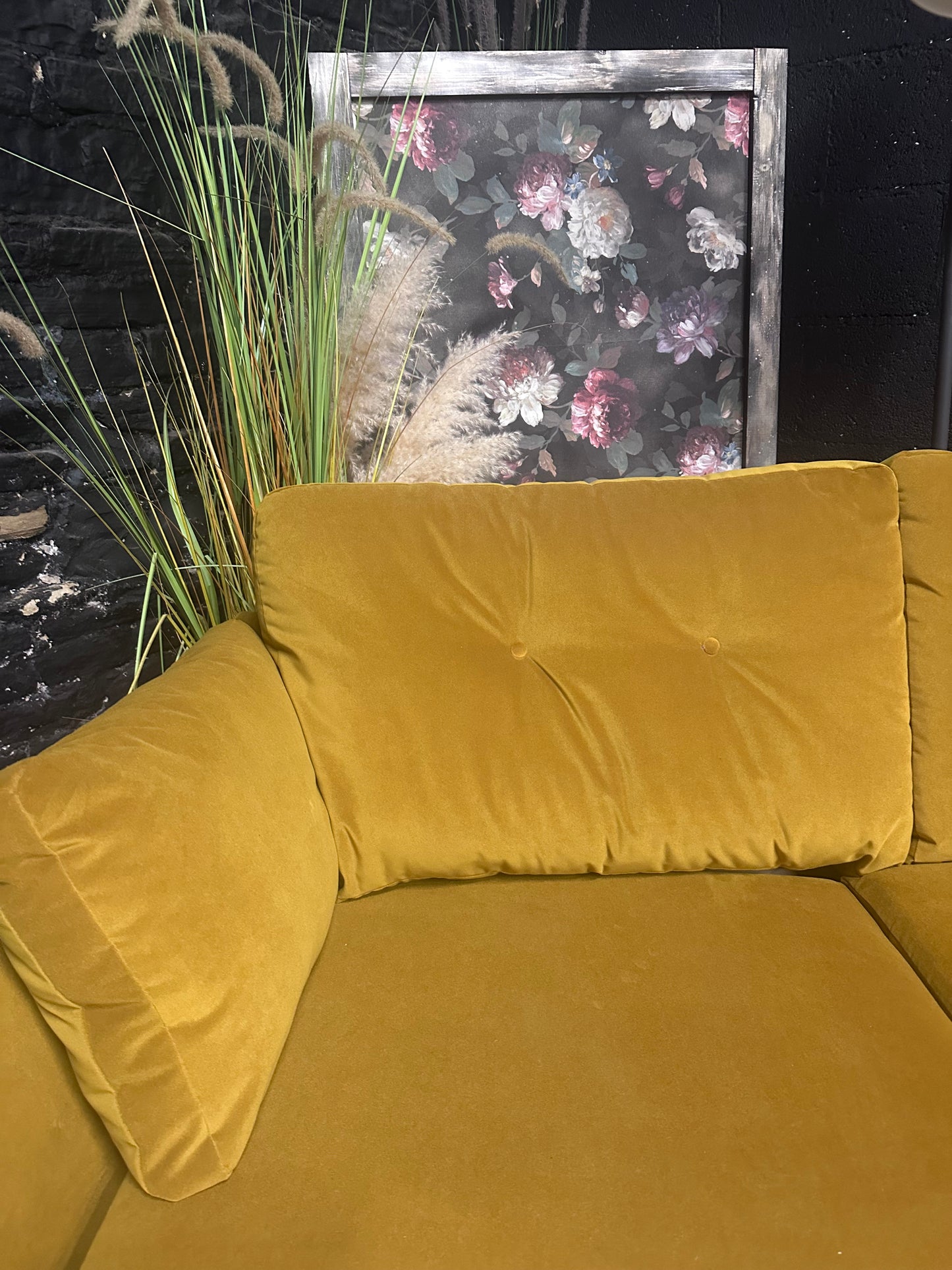 M&S Yellow Velvet 2.5 Seater Sofa