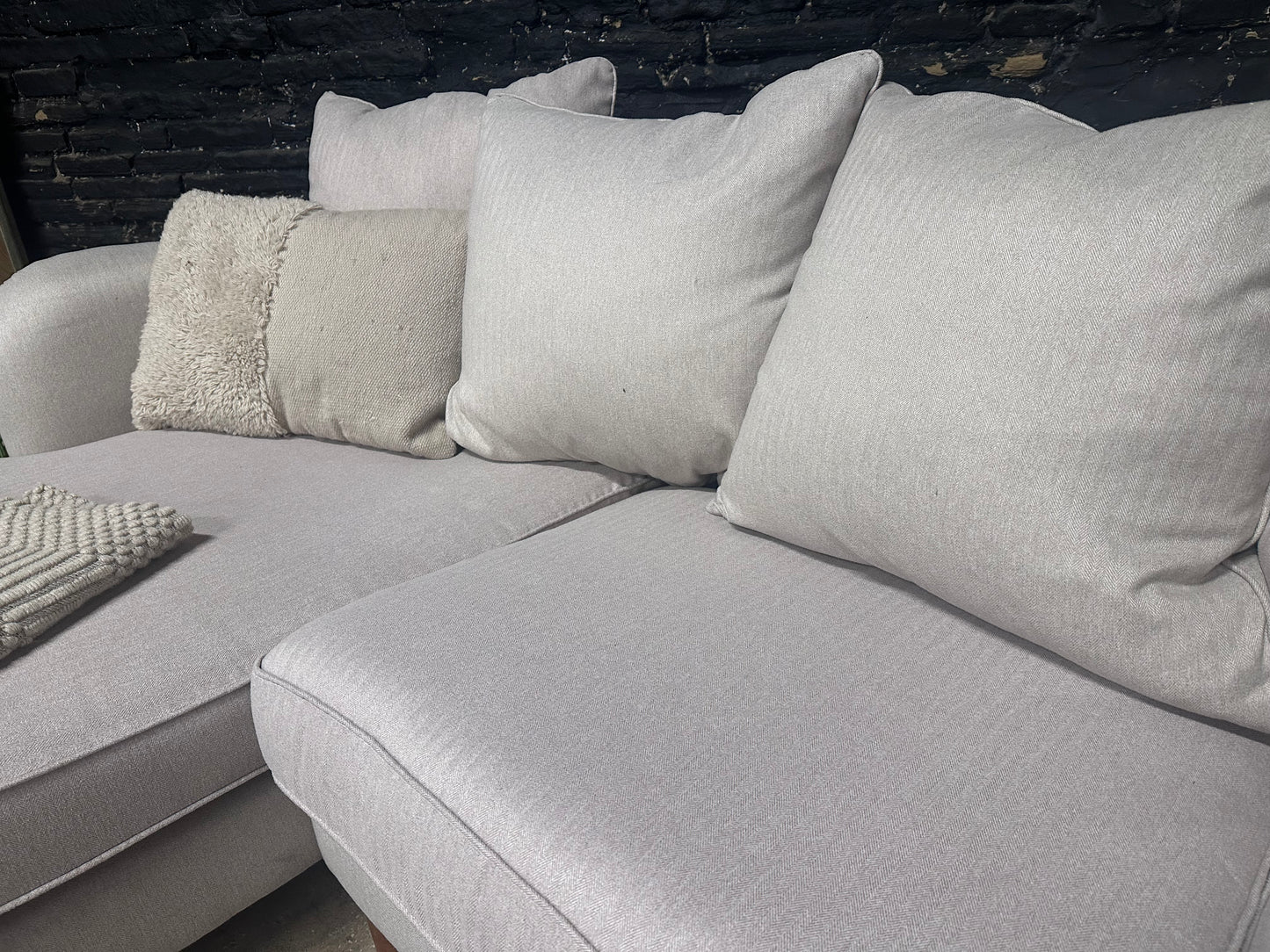 M & S Chaise Sofa in Neutral Weave