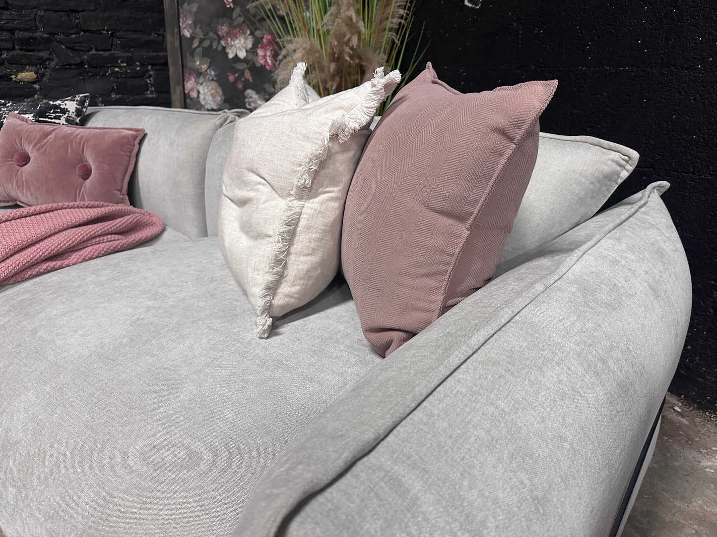 Furniture Split 4 Seater Moderna Sofa in Stone