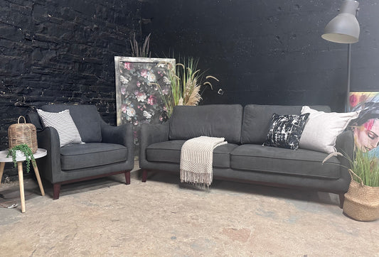 Very Charcoal Grey 3 + 1 Sofa Set